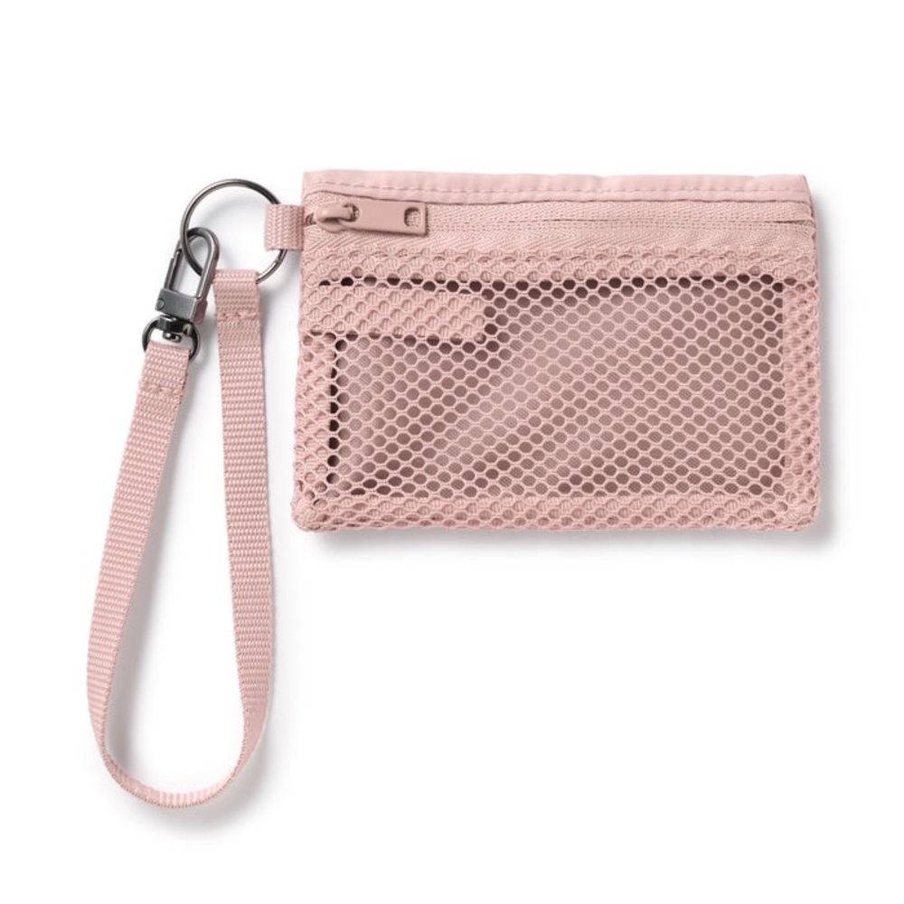 Muji Pink Mesh Polyester Card Holder_Light Pink_NWT
